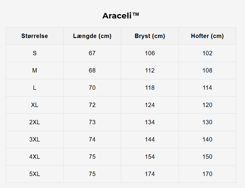 Tableau des tailles - Tailles FR avec mesures détaillées