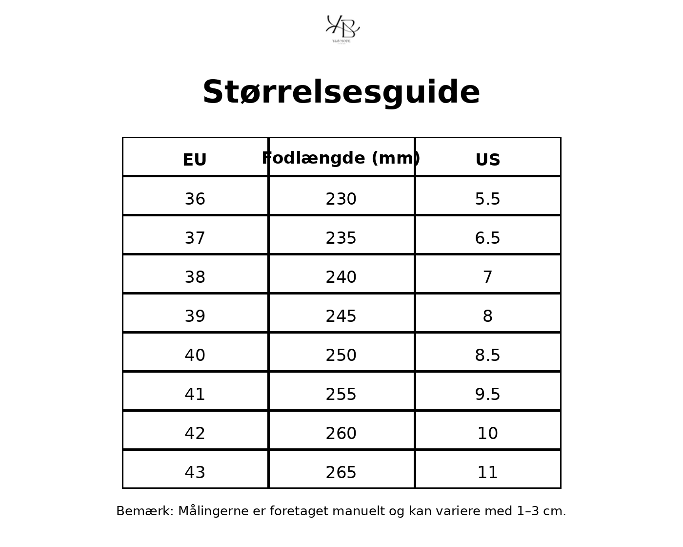 Tableau des tailles - Tailles FR avec mesures détaillées