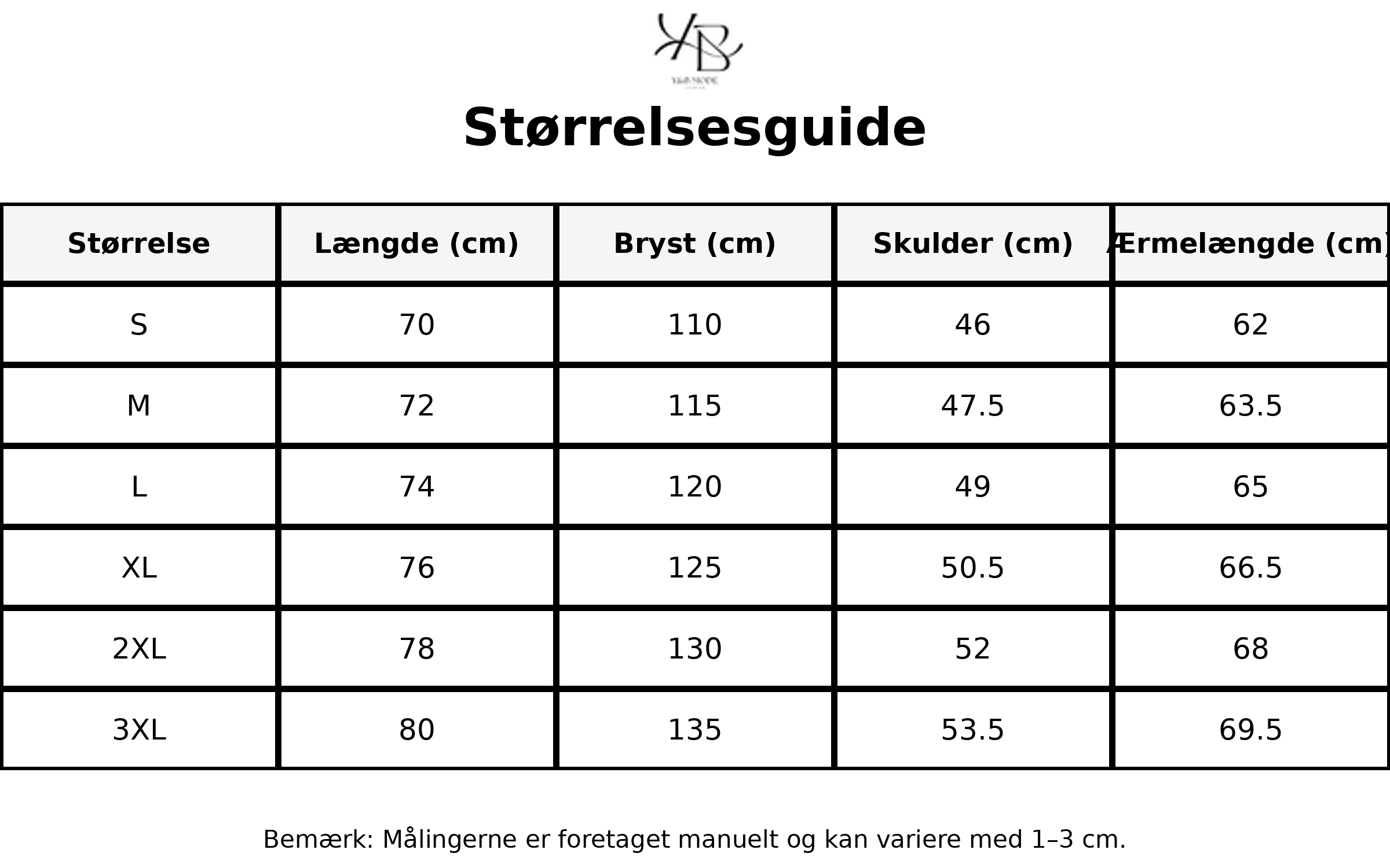 Tableau des tailles - Tailles FR avec mesures détaillées