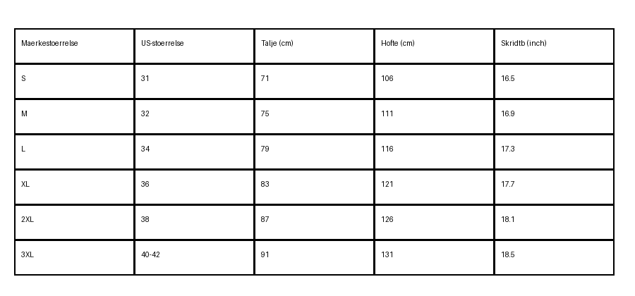 Tableau des tailles - Tailles FR avec mesures détaillées