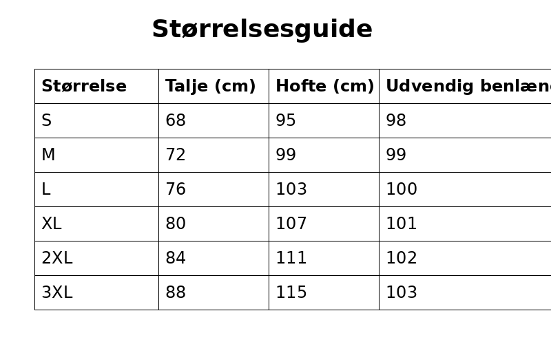 Tableau des tailles - Tailles FR avec mesures détaillées