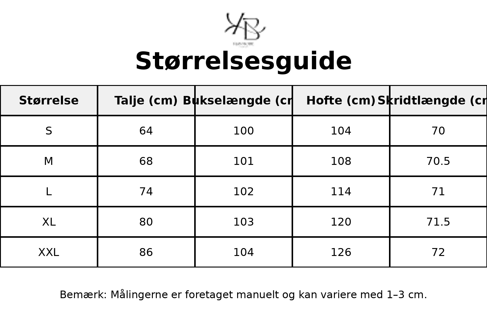 Tableau des tailles - Tailles FR avec mesures détaillées