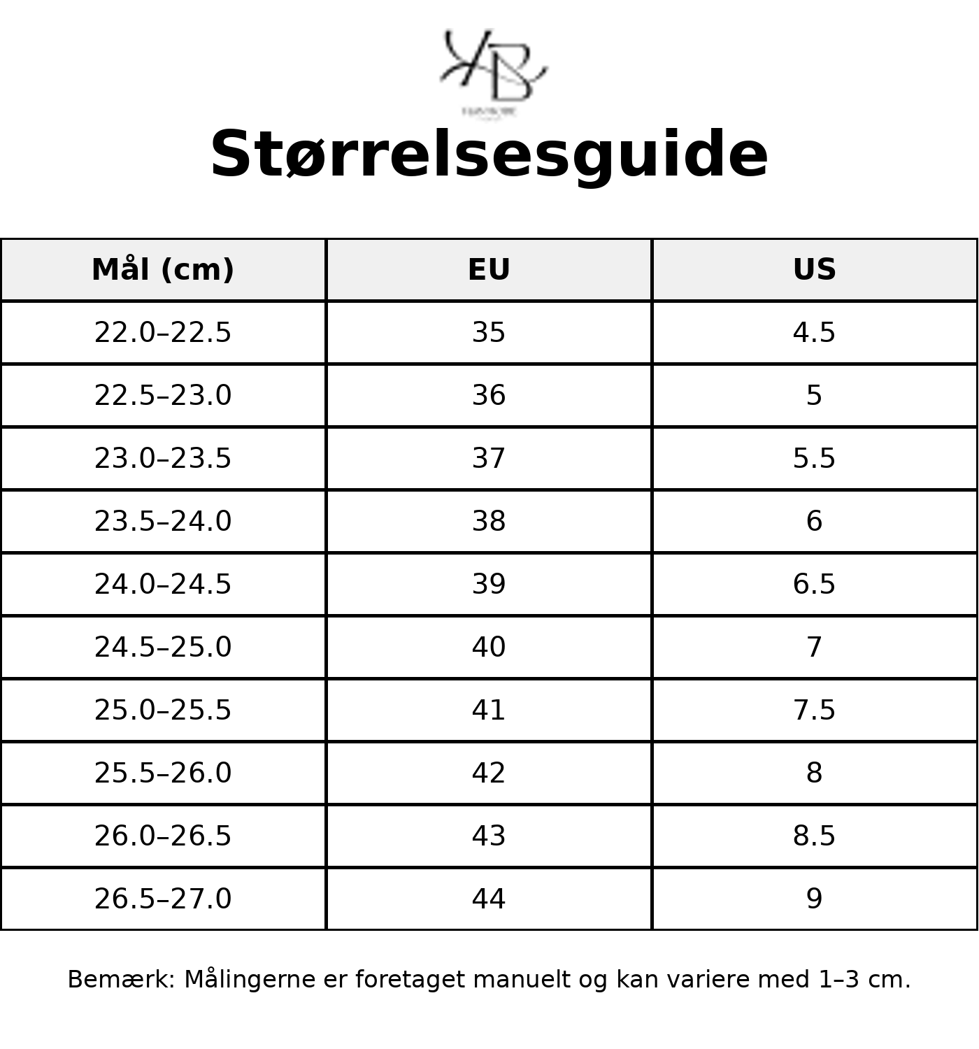 Tableau des tailles - Tailles FR avec mesures détaillées