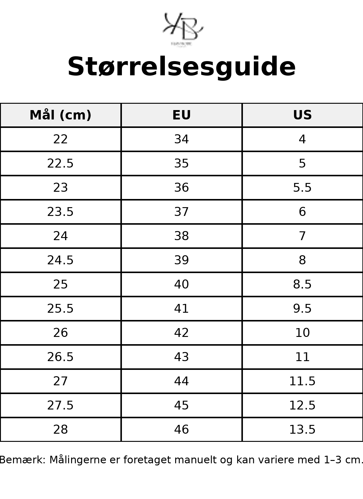 Tableau des tailles - Tailles FR avec mesures détaillées