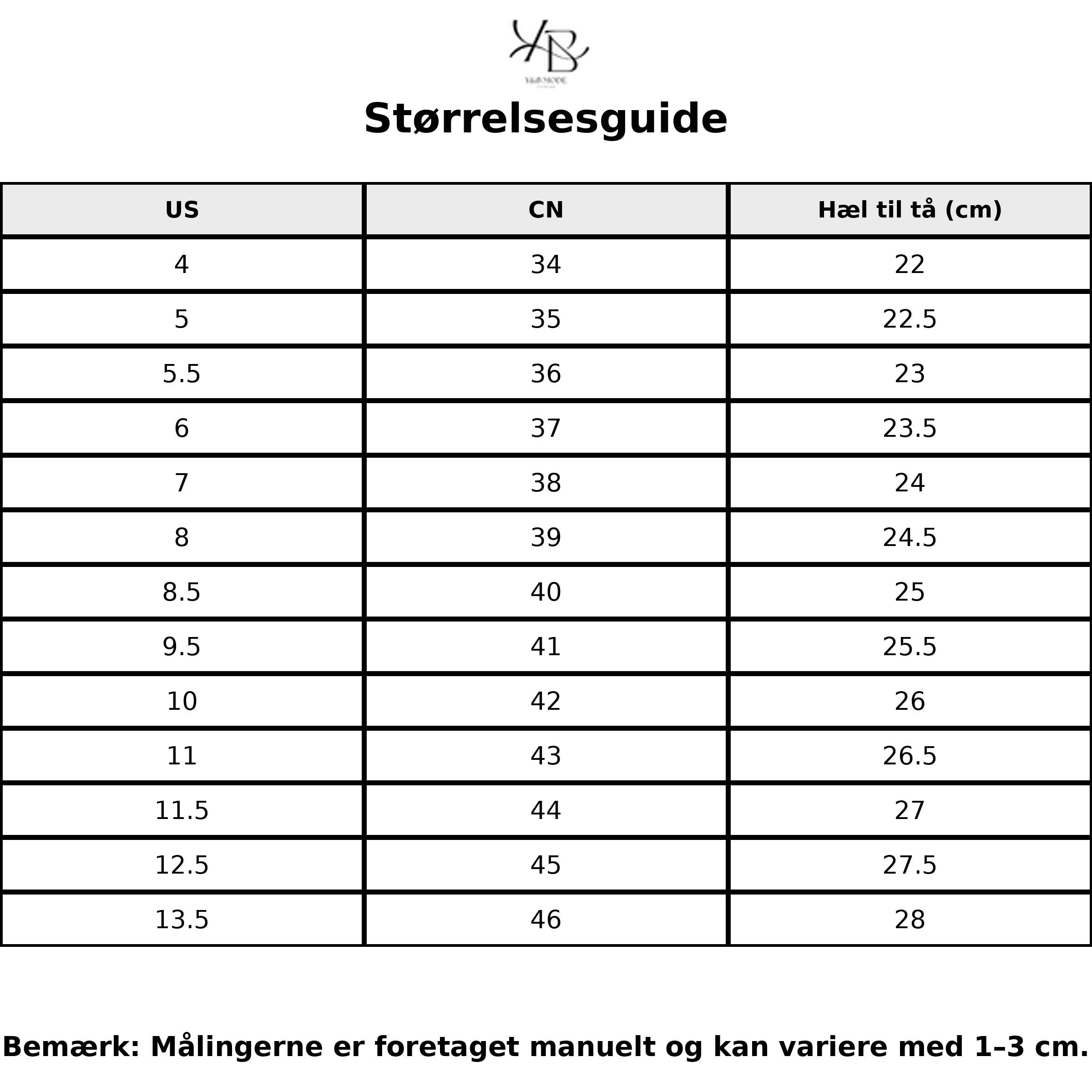 Tableau des tailles - Tailles FR avec mesures détaillées