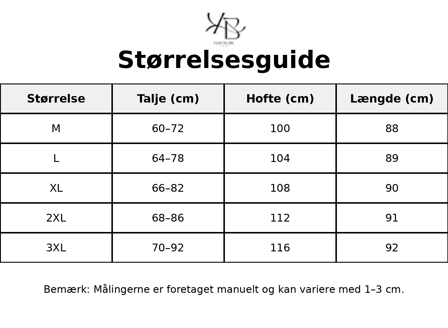 Tableau des tailles - Tailles FR avec mesures détaillées