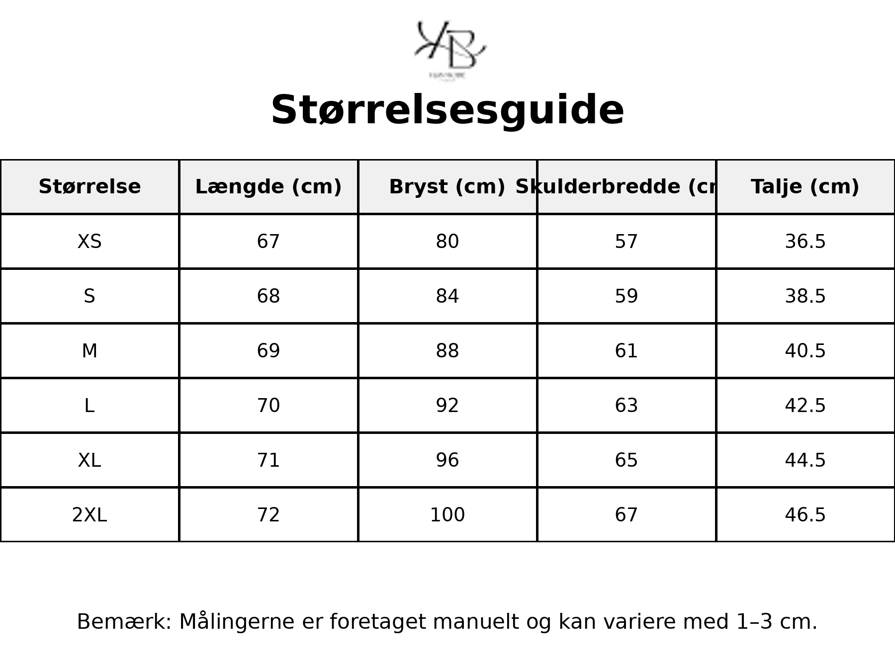 Tableau des tailles - Tailles FR avec mesures détaillées