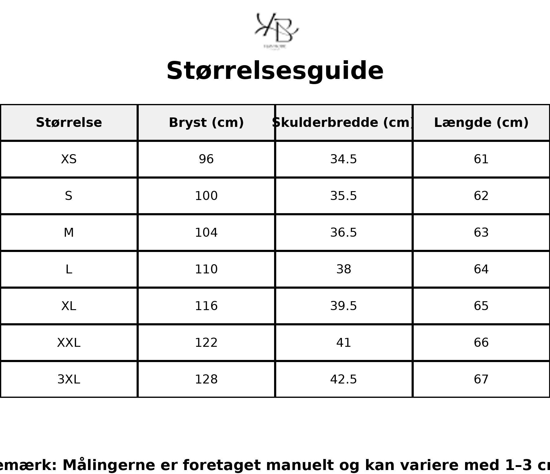 Tableau des tailles - Tailles FR avec mesures détaillées