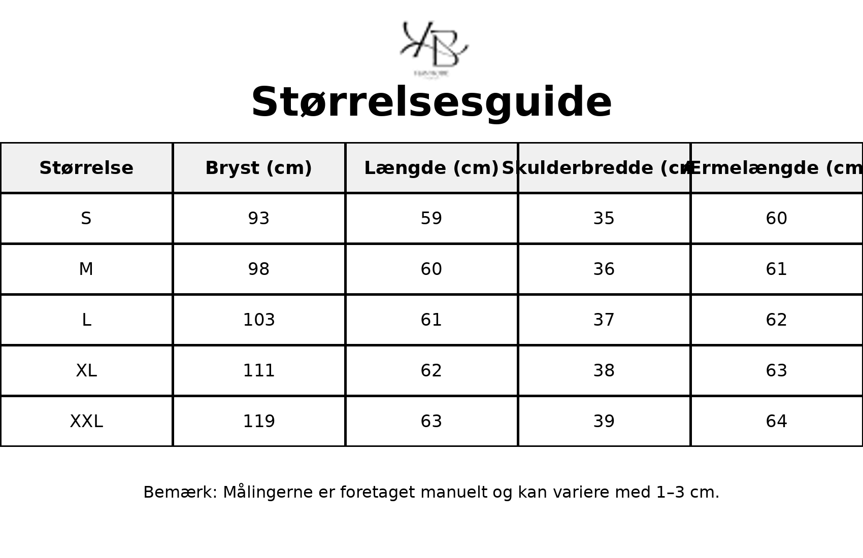 Tableau des tailles - Tailles FR avec mesures détaillées